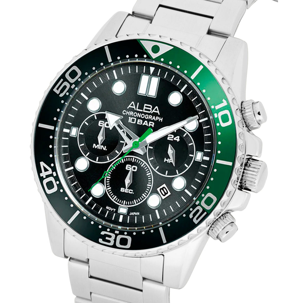 AT3J39X1 Midnight Black Dial with Black+Green Bezel Chronograph