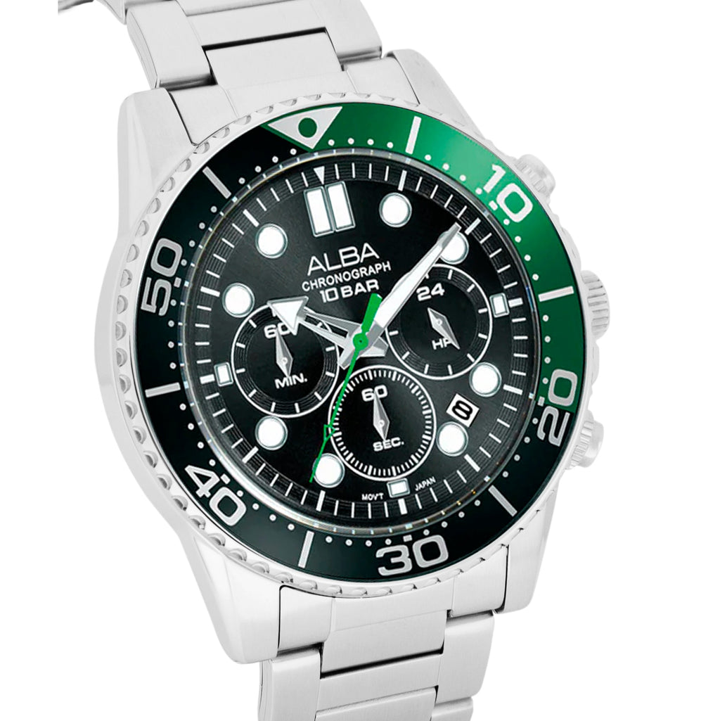 AT3J39X1 Midnight Black Dial with Black+Green Bezel Chronograph