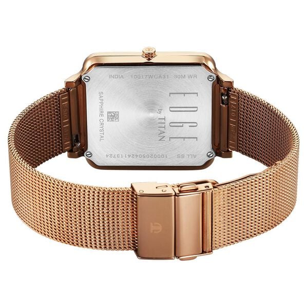 Titan Edge Quad Quartz Analog White Dial Watch for Men with Stainless Steel Strap