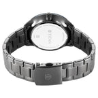 Titan Stellar Quartz Analog Sun Moon Phase Watch for Men with Black Colour Stainless Steel Strap
