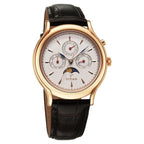 Titan 40 Years Quartz Multifunction with Moon Phase White Dial Brown Leather Strap Watch for Men