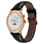 Titan 40 Years Quartz Multifunction with Moon Phase White Dial Brown Leather Strap Watch for Men