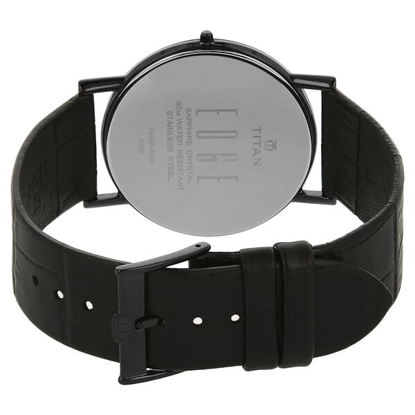 Titan Quartz Analog Watch for Men Black Dial with Leather Strap