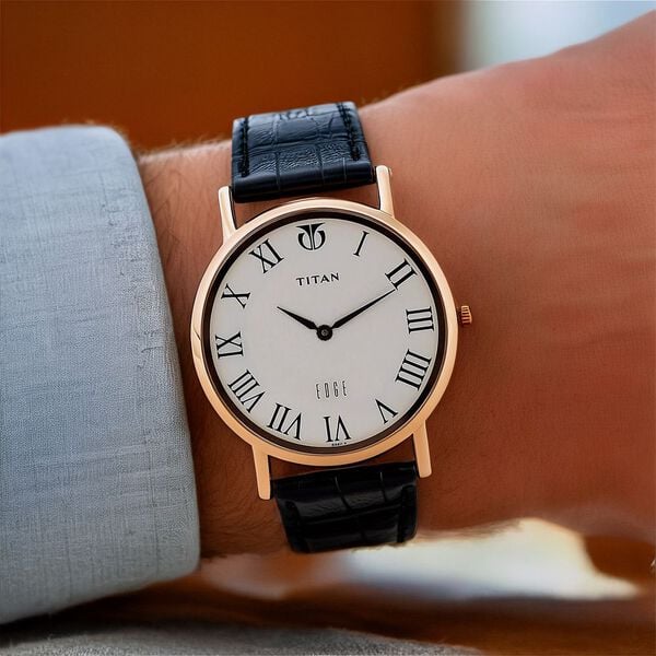 Titan Quartz Analog Watch for Men White Dial with Leather Strap