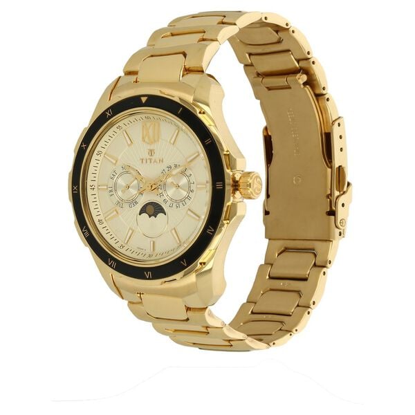 Titan Champagne Dial Multifunction Watch for Men