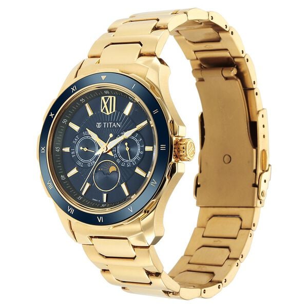 Titan Regalia Premium Quartz Multifunction Green Dial Watch for Men with Stainless Steel Strap