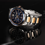 Titan Regalia Premium Quartz Multifunction Blue Dial Watch for Men with Stainless Steel Strap