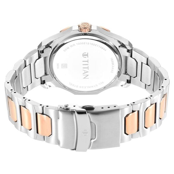 Titan Regalia Premium Quartz Multifunction Blue Dial Watch for Men with Stainless Steel Strap