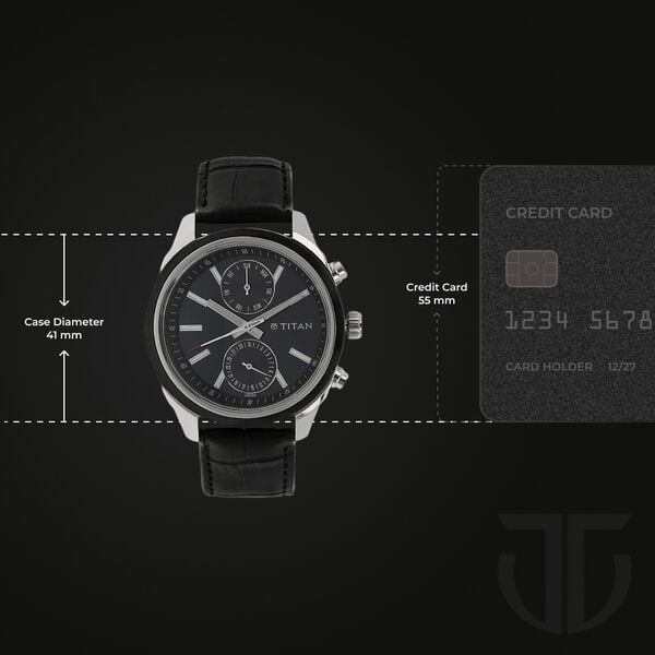 Titan Quartz Multifunction Watch for Men Silver Dial with Leather Strap