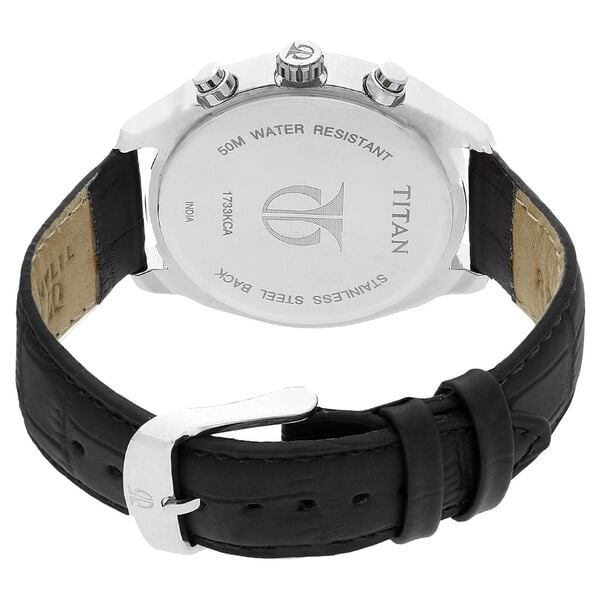 Titan Quartz Multifunction Watch for Men Silver Dial with Leather Strap