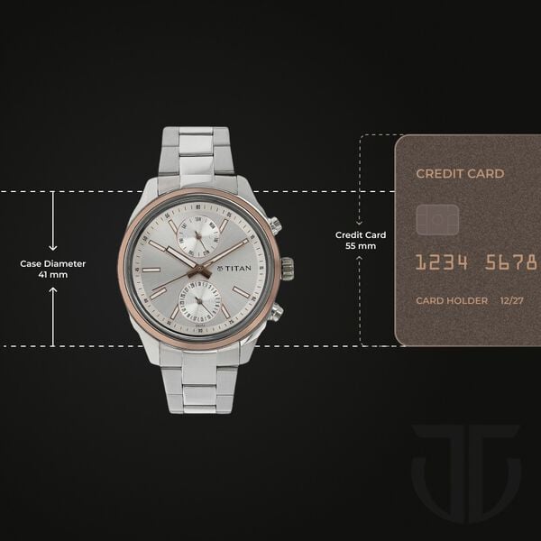 Titan Workwear Quartz Multifunction Watch for Men Silver Dial with Stainless Steel Strap