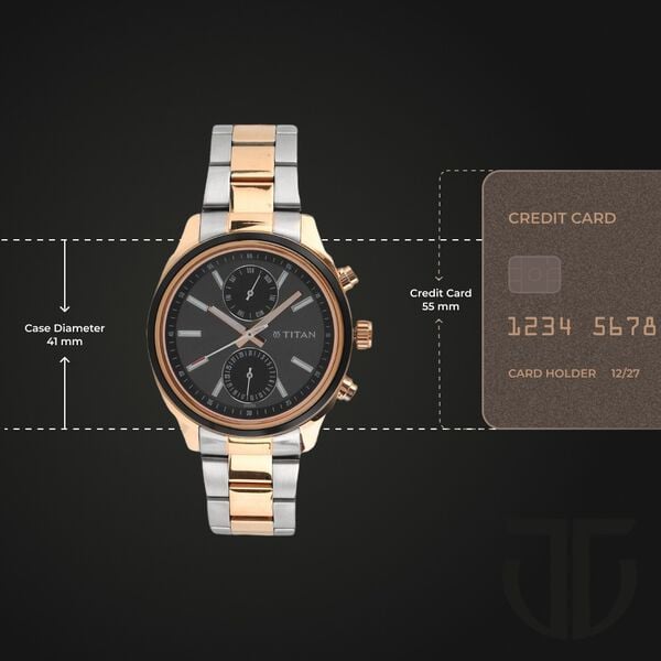 Titan Workwear Quartz Multifunction Watch for Men Black Dial with Stainless Steel Strap