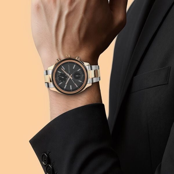 Titan Workwear Quartz Multifunction Watch for Men Black Dial with Stainless Steel Strap