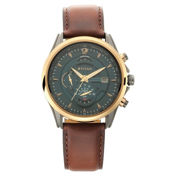 Maritime from Titan - Sea Green Chronograph Watch with Lateen Sail Inspired Indices
