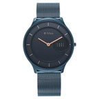 Titan Edge Baseline Blue Dial Analog Watch for Men with Stainless Steel Strap