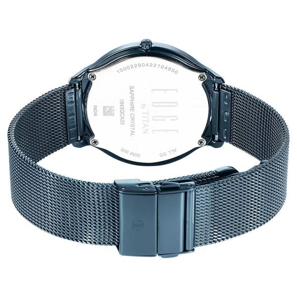 Titan Edge Baseline Blue Dial Analog Watch for Men with Stainless Steel Strap