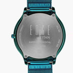 Titan Edge Murals Quartz Analog White Dial Blue Stainless Steel Strap Watch for Men