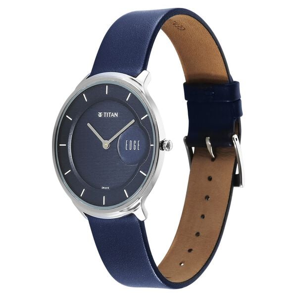 Titan Edge Murals Quartz Analog Blue Dial Blue Leather Strap Watch for Men