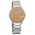 Titan Edge Murals Quartz Analog Yellow Dial Stainless Steel Strap Watch for Men