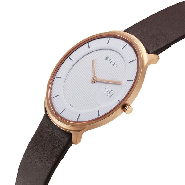 Titan Quartz Analog Watch for Men White Dial with Leather Strap