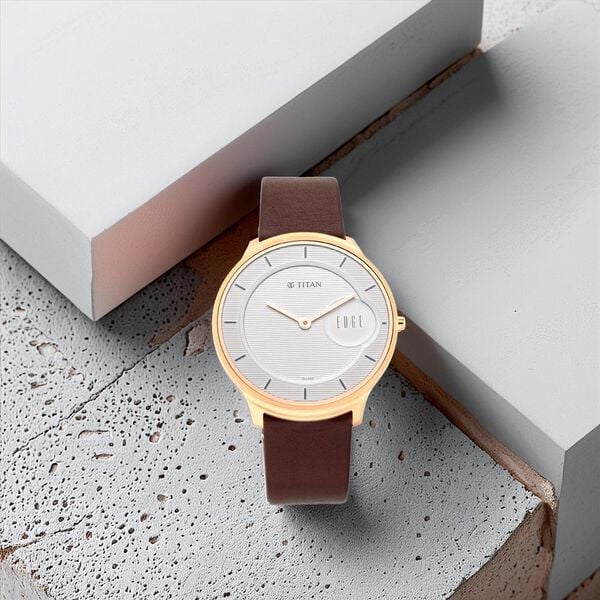 Titan Quartz Analog Watch for Men White Dial with Leather Strap