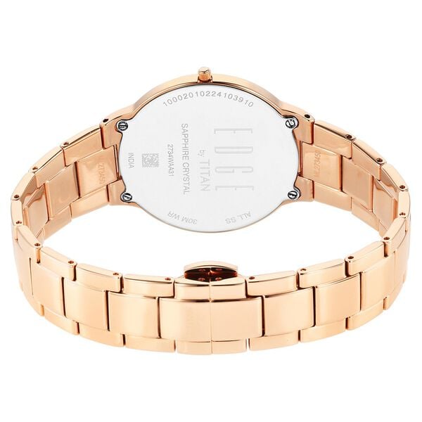 Titan Edge Metal Ladies Allure Quartz Analog Mother of Pearl Dial Watch for Women with Rose Gold Stainless Steel Strap
