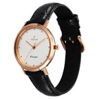 Titan 40 Years Quartz Analog Silver Dial Black Leather Strap Watch for Women