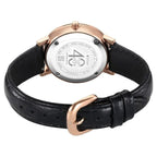 Titan 40 Years Quartz Analog Silver Dial Black Leather Strap Watch for Women
