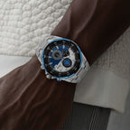 Titan Quartz Chronograph Watch for Men Blue Dial with Stainless Steel Strap