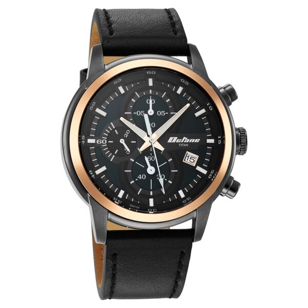 Titan Octane Silver Dial Leather Strap Watch for Men