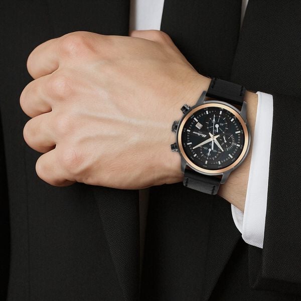 Titan Octane Silver Dial Leather Strap Watch for Men