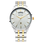 Titan Regalia Opulent White Dial Analog Watch for Men with Day and Date Function