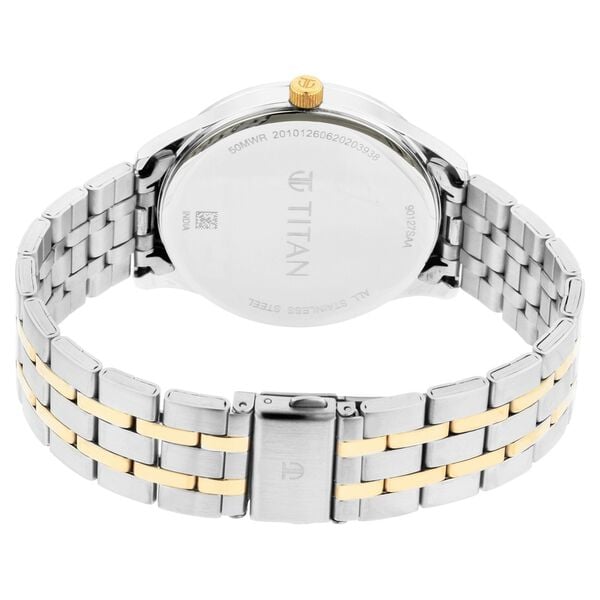 Titan Regalia Opulent White Dial Analog Watch for Men with Day and Date Function