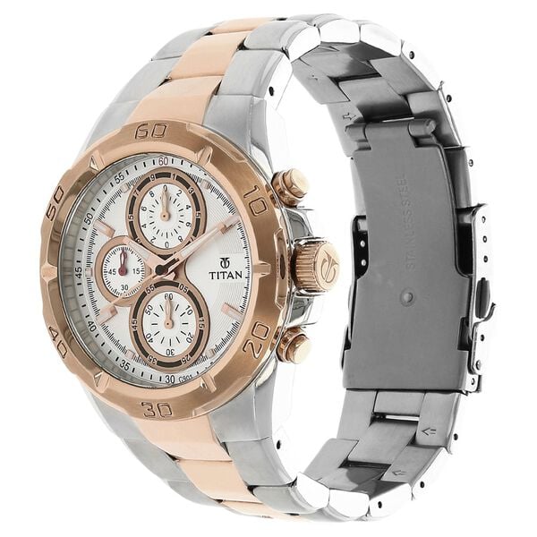Titan Rose Gold Dial Chronograph Watch for Men