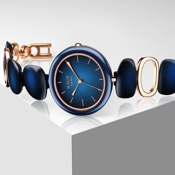 Titan Raga Ceramics Blue Dial Analog Watch for Women