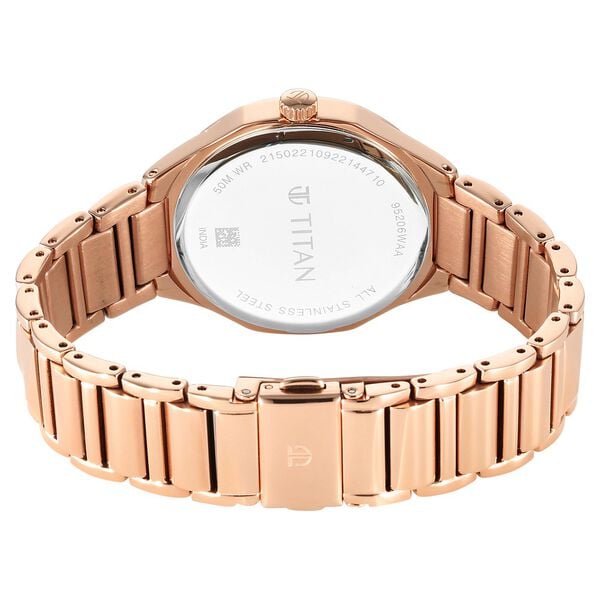 Titan Quartz Analog Watch with Rose Gold Colour Strap for Women