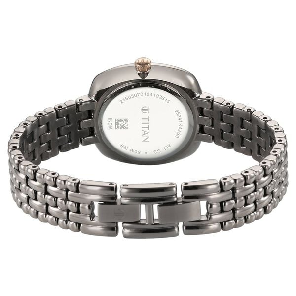 Titan Aura Quartz Analog Titanium Mother of Pearl Dial Watch for Women with Titanium Stainless Steel Strap