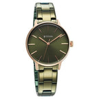 The Titan TGIF Quartz Analog Brown Dial Rose Gold Stainless Steel Strap Watch Exudes Elegance and Charm Perfect for Women.