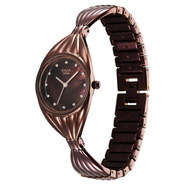 Titan Raga Memoirs Quartz Analog Mother of Pearl Dial Watch for Women with Metal Strap