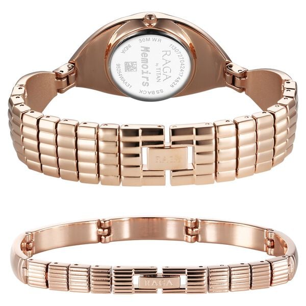 Titan Raga Memoirs Quartz Analog Rose Gold Dial Watch for Women with Metal Strap