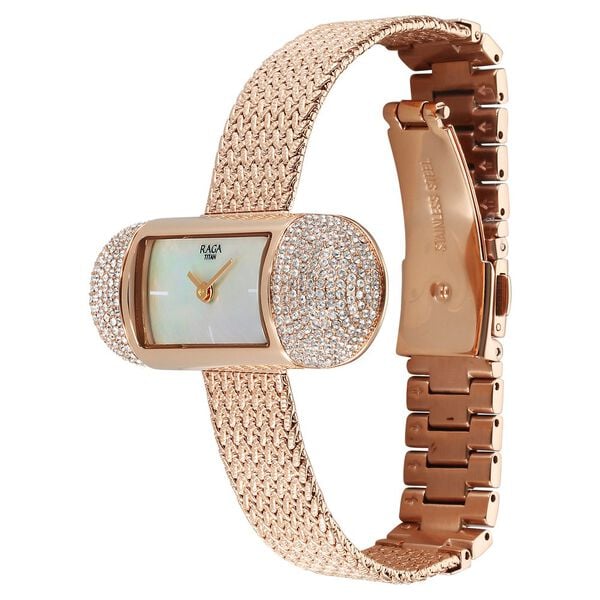 Titan Raga Memoirs Quartz Analog Mother of Pearl Dial Watch for Women with Metal Strap