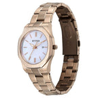 Titan Workday Wonders Quartz Analog with Date Mother of Pearl Dial Watch for Women with Rose Gold Stainless Steel Strap