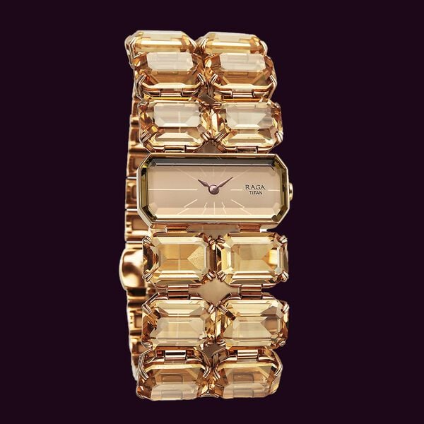 Titan Raga Cocktails Quartz Analog Brown Dial Metal Strap Watch for Women