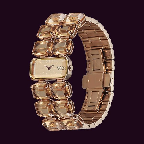 Titan Raga Cocktails Quartz Analog Brown Dial Metal Strap Watch for Women