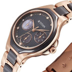 Titan Glamour Quartz Multifunction Grey Dial Two Toned Steel and Ceramic Strap Watch for Women