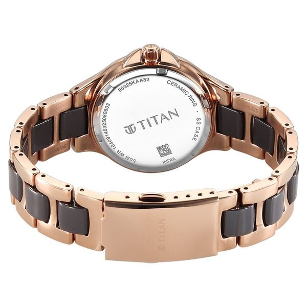 Titan Glamour Quartz Multifunction Grey Dial Two Toned Steel and Ceramic Strap Watch for Women