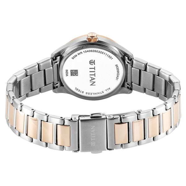 Titan Glamour Quartz Analog with Date Silver Dial Two Toned Stainless Steel Strap Watch for Women