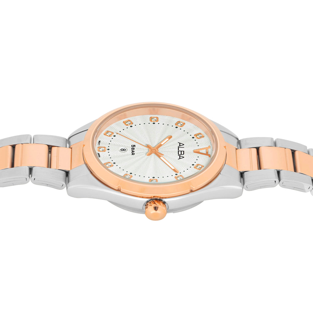 AH7BP6X1 White Ripple Ladies Watch