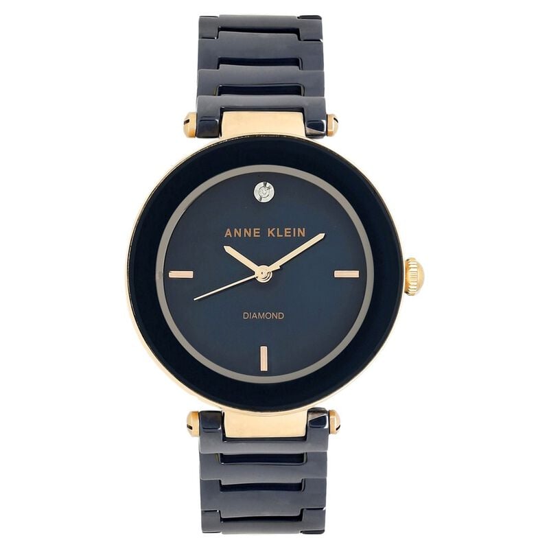Anne Klein Quartz Analog Blue Dial Ceramic Strap Watch for Women