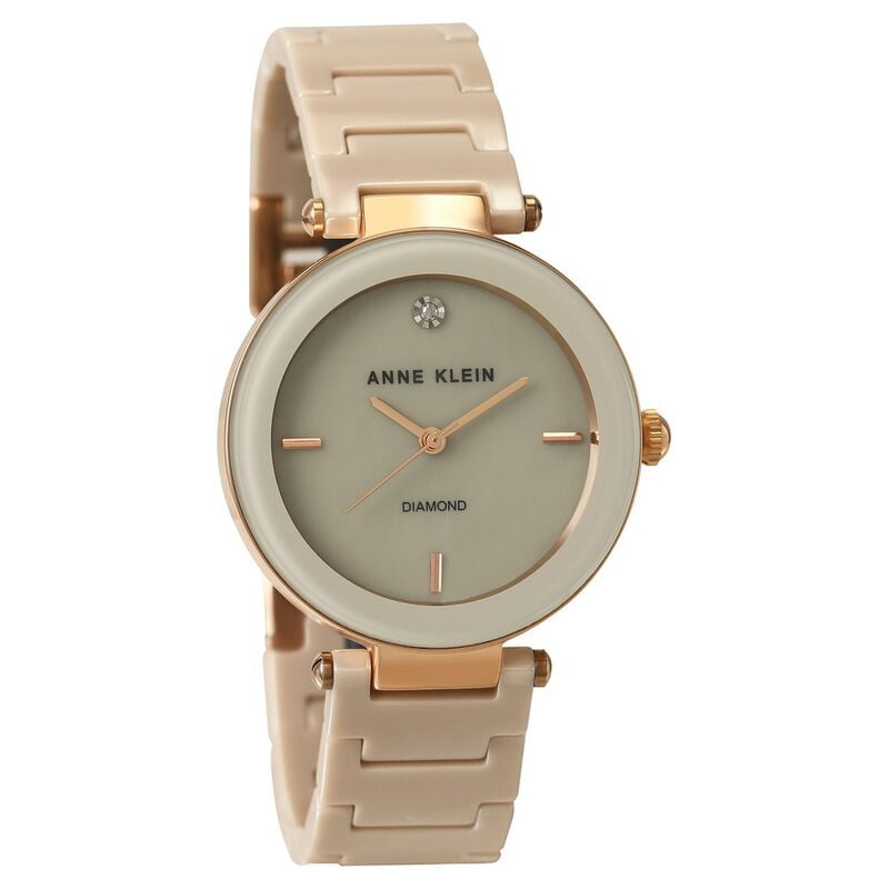 Anne Klein Quartz Analog Off White Dial Ceramic Strap Watch for Women